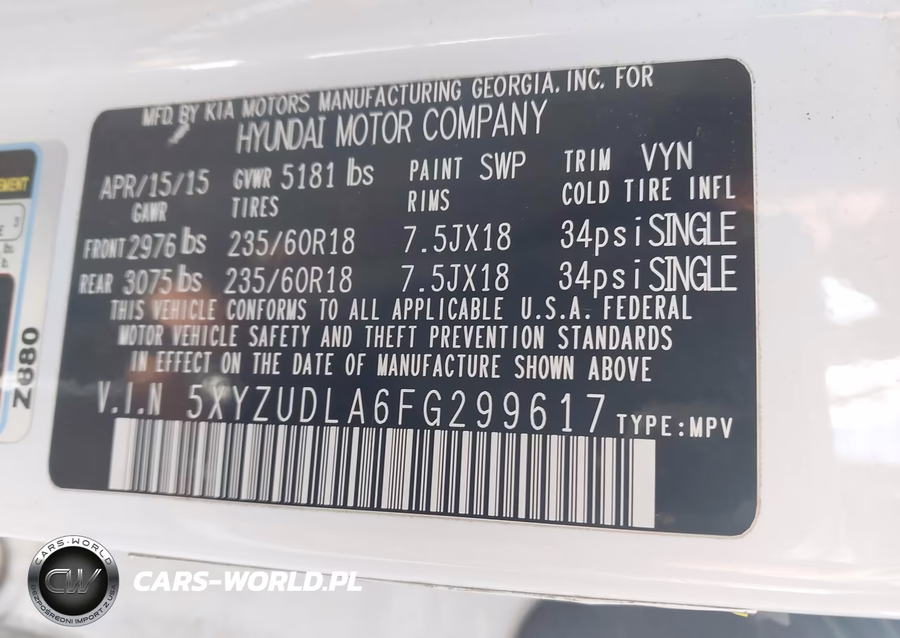 2015 Hyundai Santa Fe Sport 2.0L Turbo VIN:5XYZUDLA6FG299617 - 9