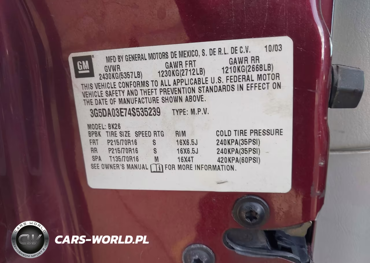 2004 Buick Rendezvous Cx VIN:3G5DA03E74S535239 - 9