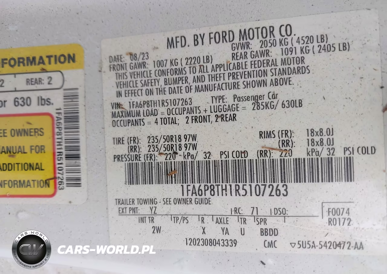 2024 Ford Mustang Ecoboost Fastback VIN:1FA6P8TH1R5107263 - 9
