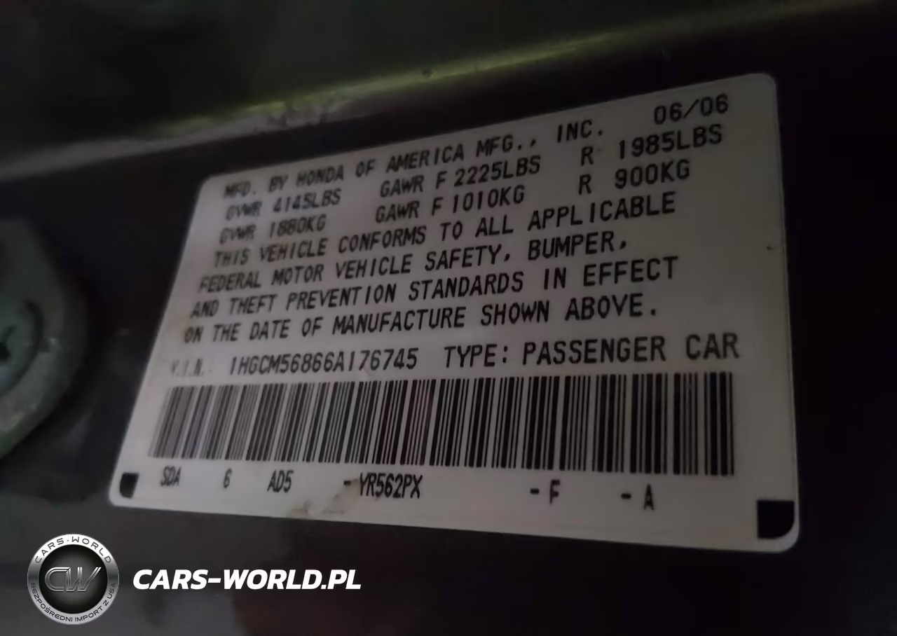 2006 Honda Accord 2.4 Ex VIN:1HGCM56866A176745 - 9