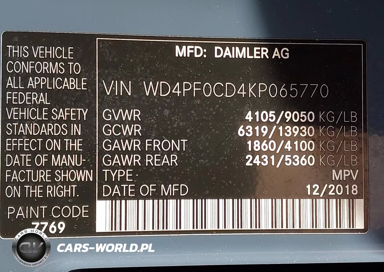 2019 Mercedes-Benz Sprinter 2500 Standard Roof V6 VIN:WD4PF0CD4KP065770 - 9