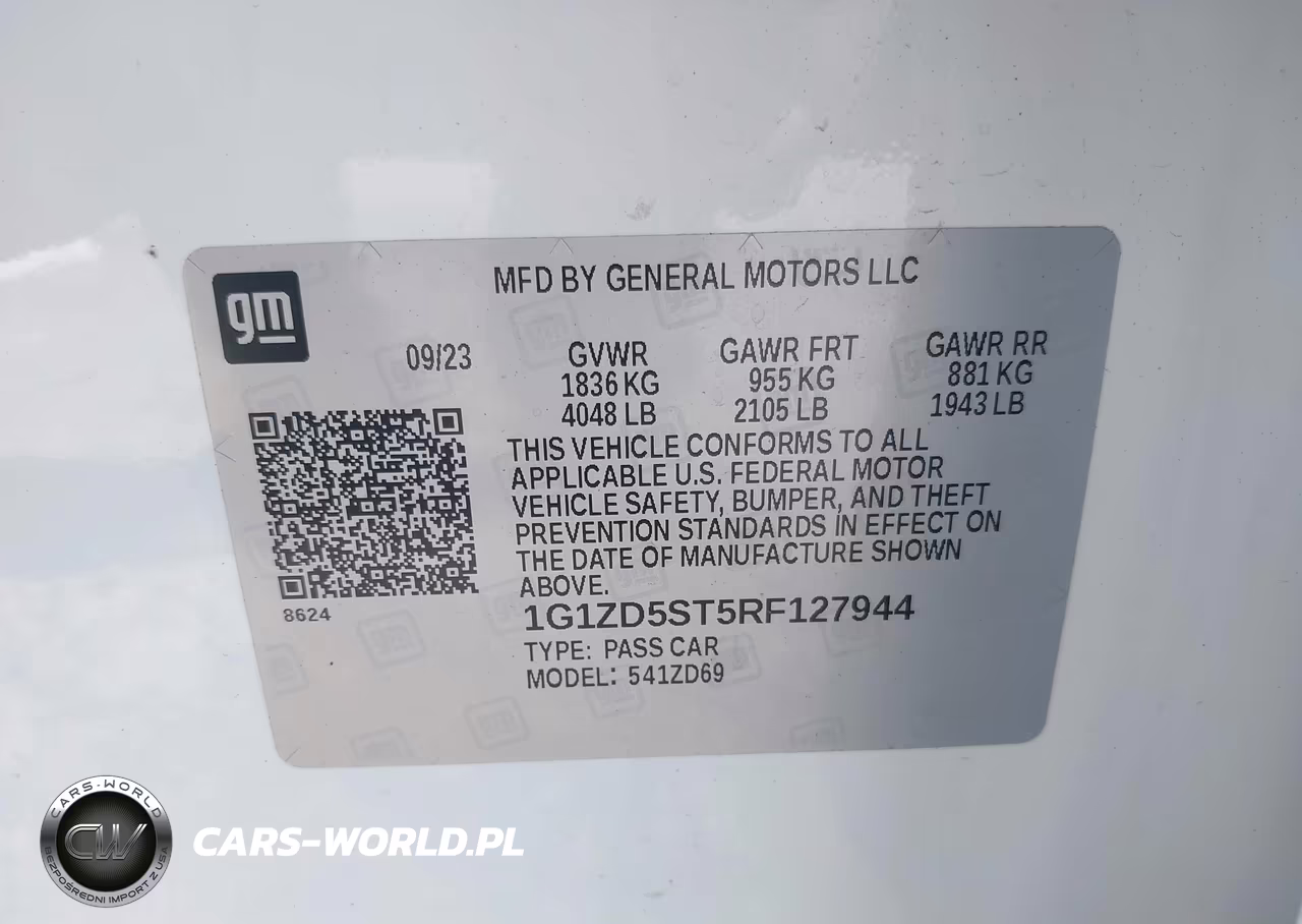 2024 Chevrolet Malibu Fwd 1Lt VIN:1G1ZD5ST5RF127944 - 9