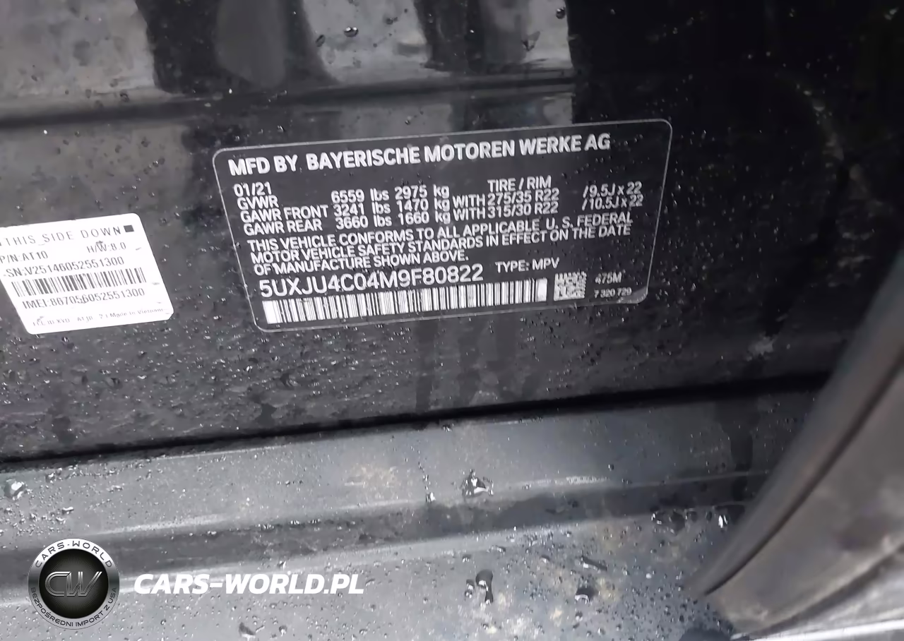2021 BMW X5 M50I VIN:5UXJU4C04M9F80822 - 9