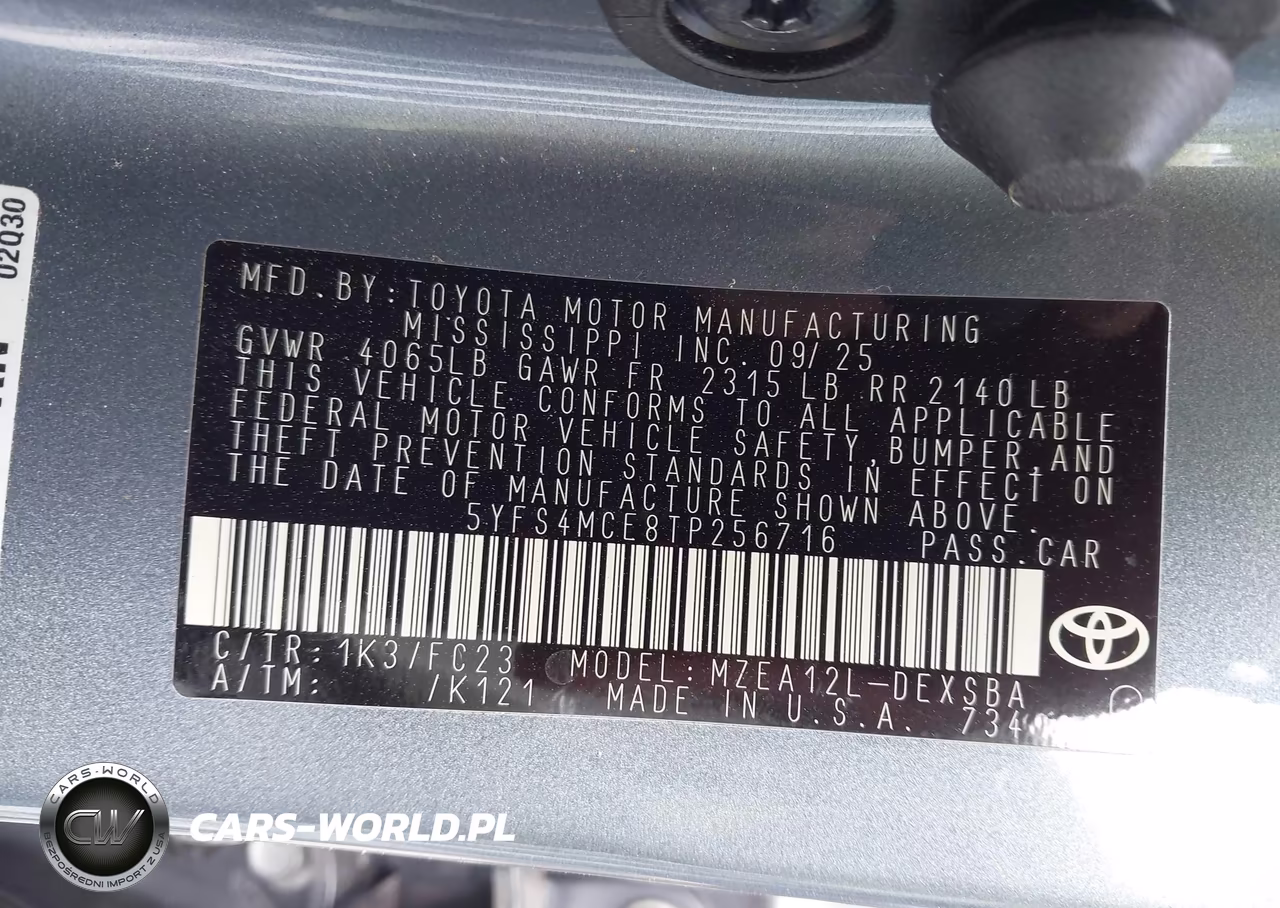 2026 Toyota Corolla Se VIN:5YFS4MCE8TP256716 - 9