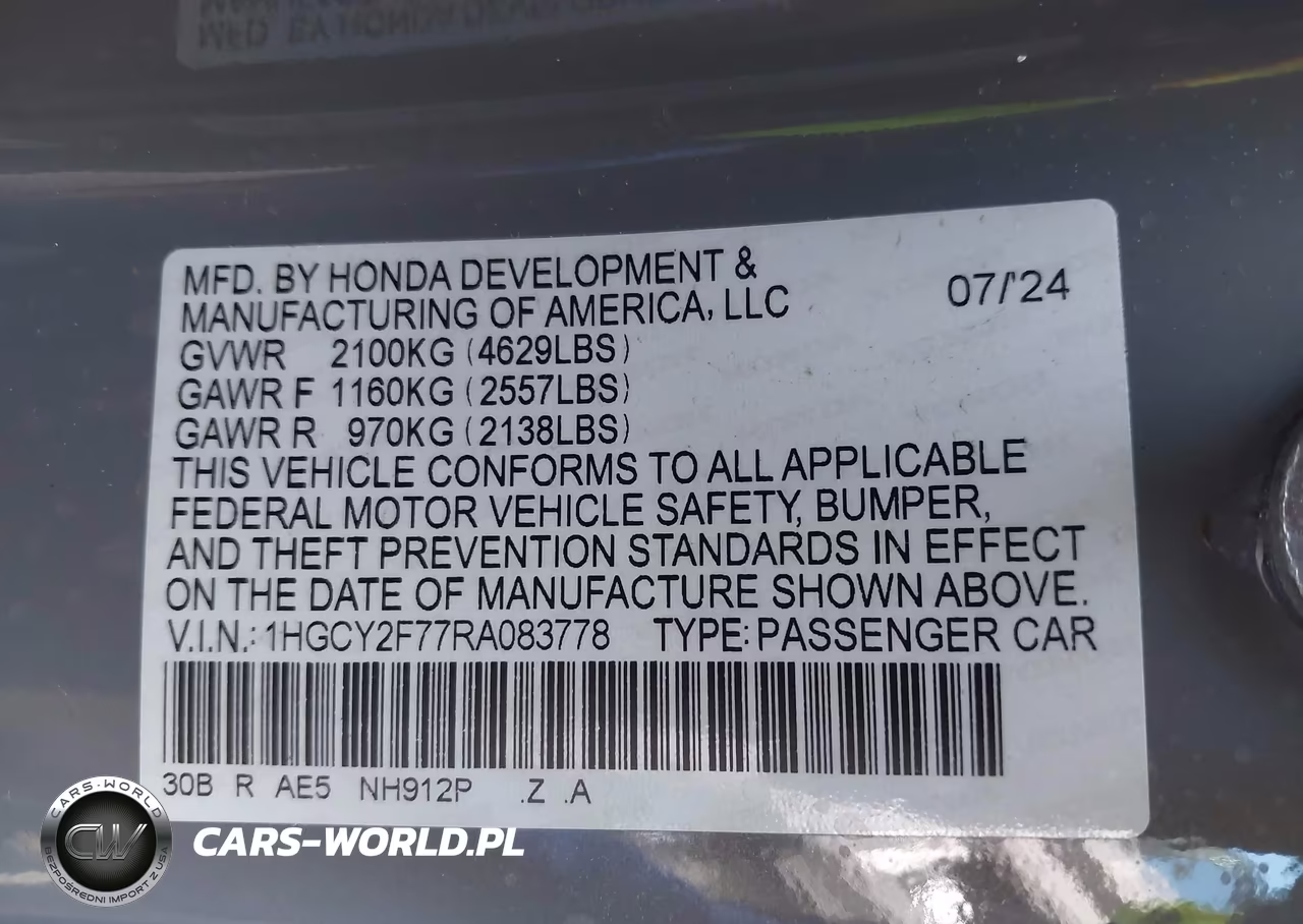 2024 Honda Accord Hybrid Sport-L VIN:1HGCY2F77RA083778 - 9