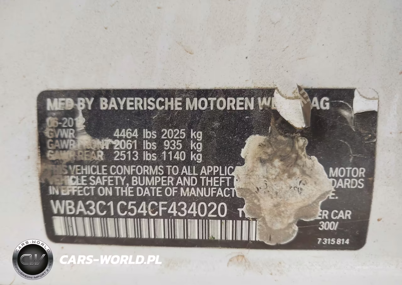 2012 BMW 328I VIN:WBA3C1C54CF434020 - 9
