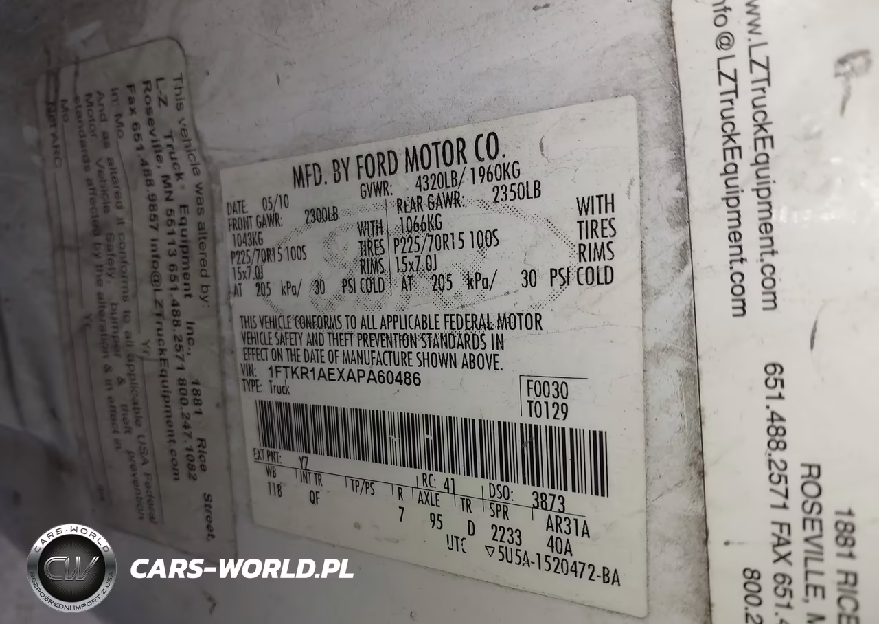 2010 Ford Ranger Xl VIN:1FTKR1AEXAPA60486 - 9