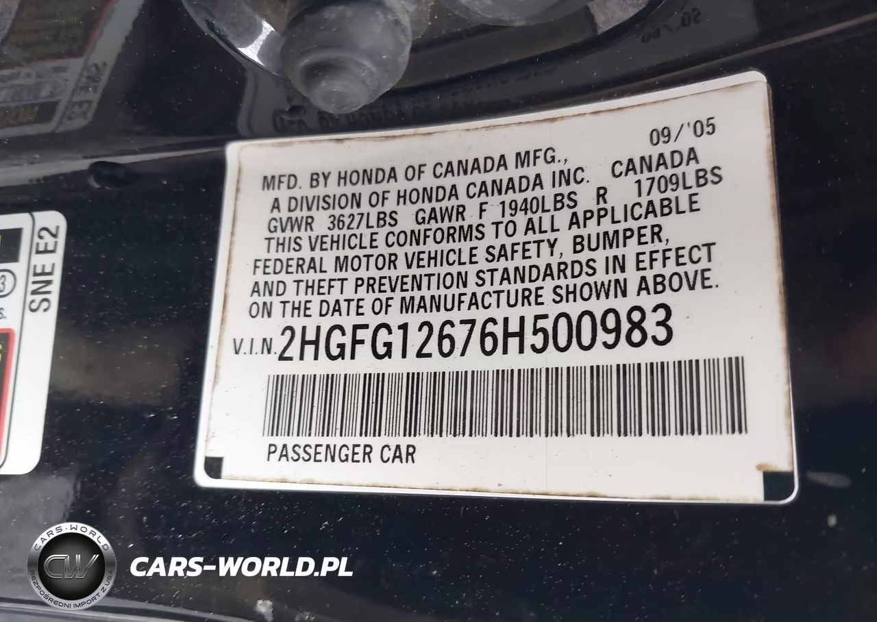 2006 Honda Civic Lx VIN:2HGFG12676H500983 - 9