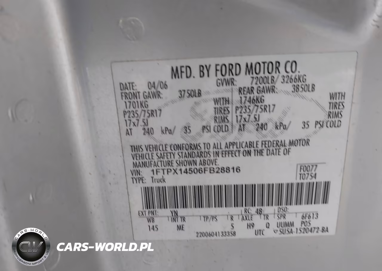 2006 Ford F-150 Fx4-Lariat-Xl-Xlt VIN:1FTPX14506FB28816 - 9