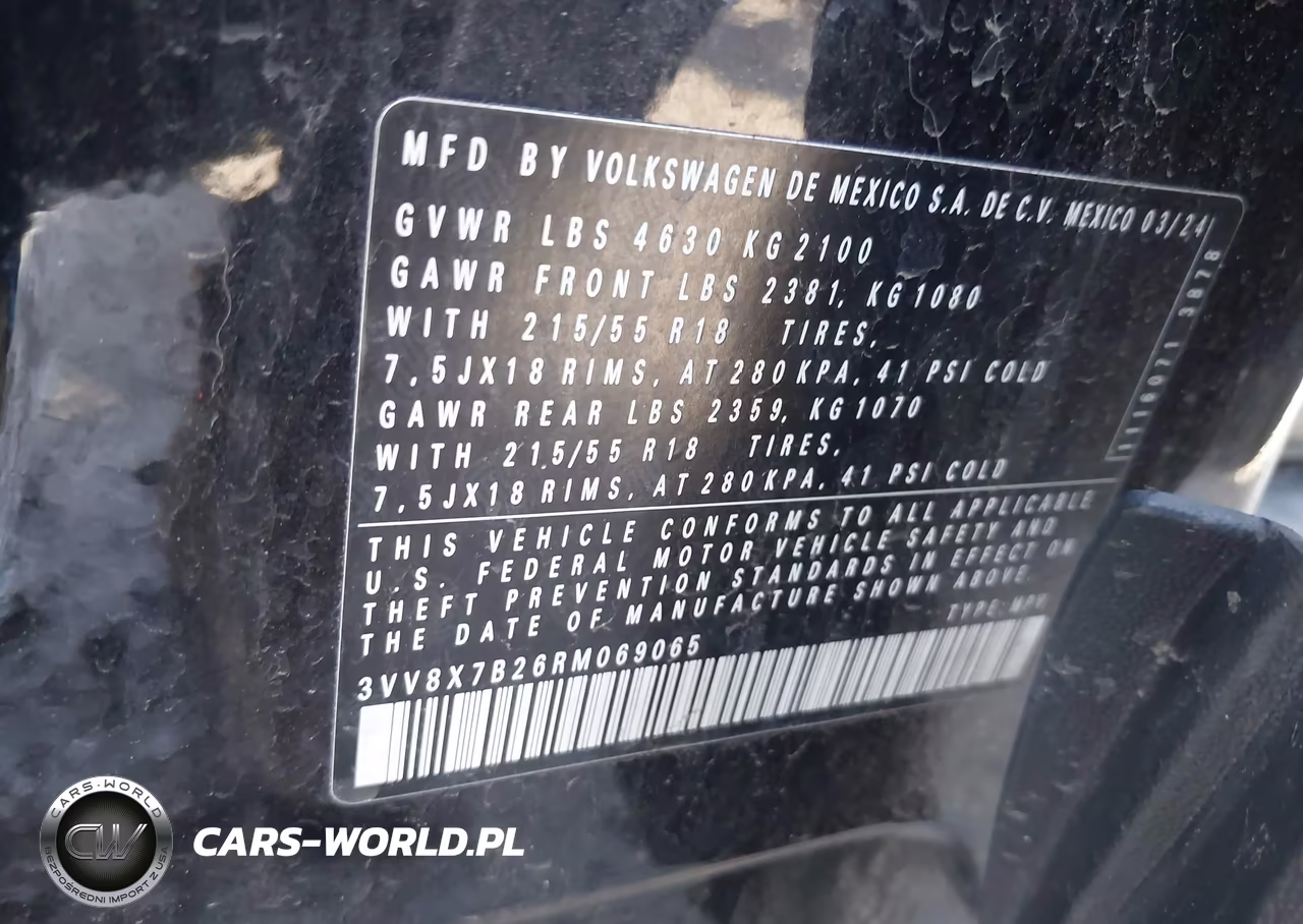 2024 Volkswagen Taos 1.5T S VIN:3VV8X7B26RM069065 - 9