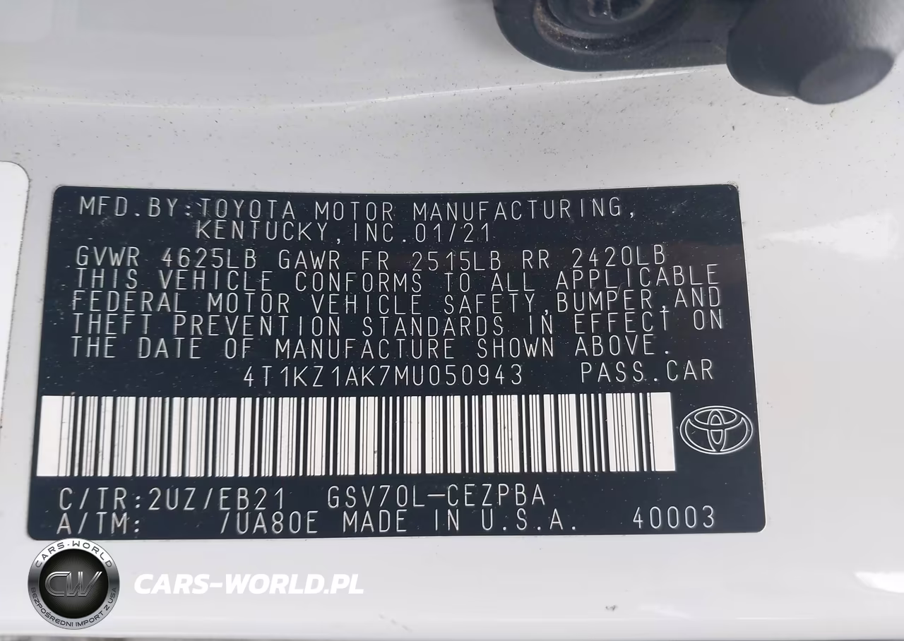 2021 Toyota Camry Trd VIN:4T1KZ1AK7MU050943 - 9