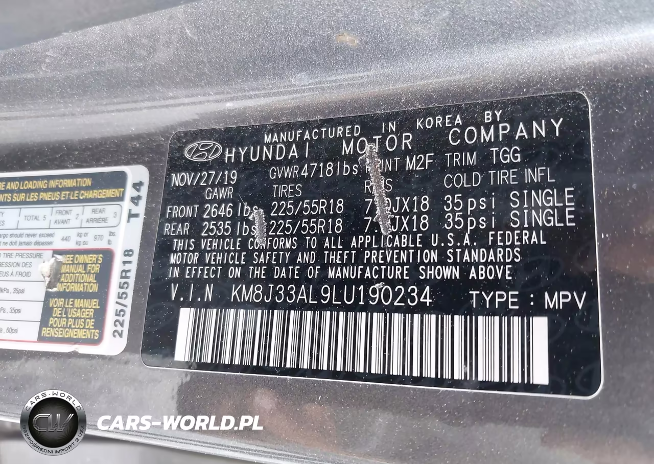 2020 Hyundai Tucson Sel VIN:KM8J33AL9LU190234 - 9