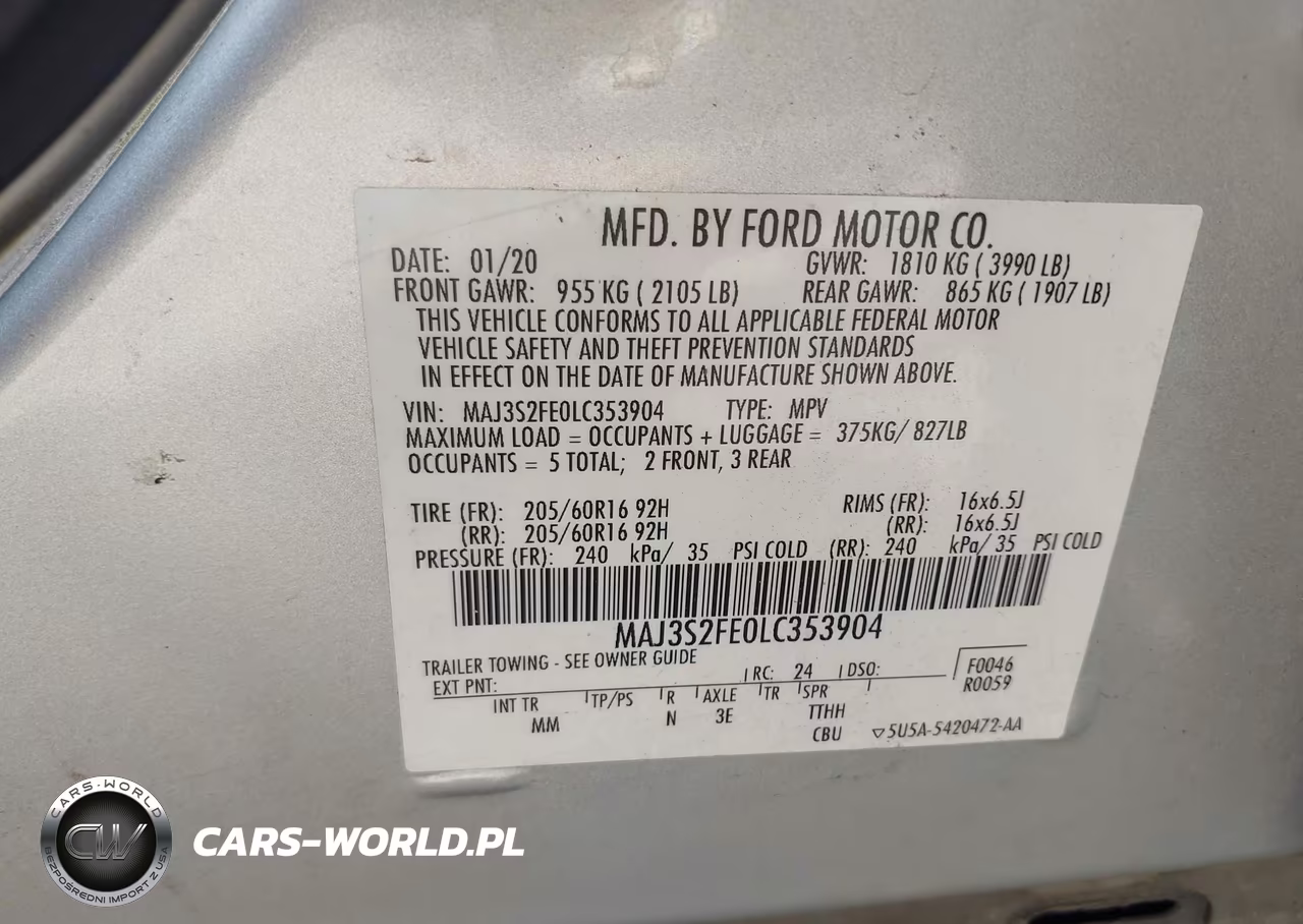 2020 Ford Ecosport S VIN:MAJ3S2FE0LC353904 - 9