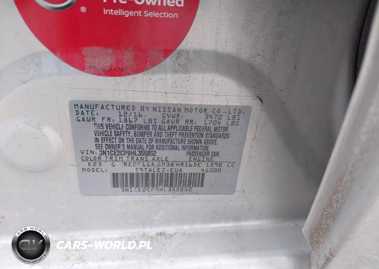 2017 Nissan Versa Note Sl VIN:3N1CE2CP9HL355852 - 9