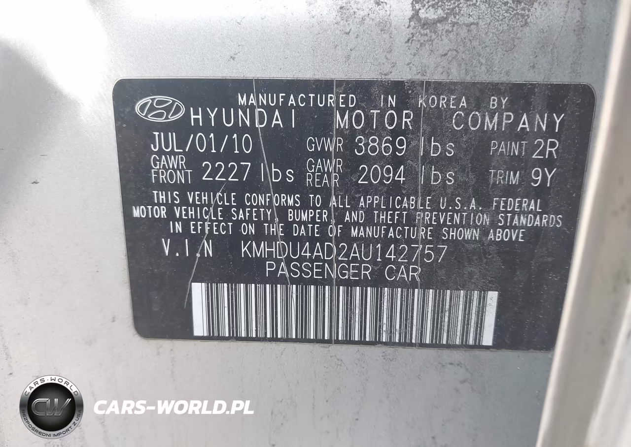 2010 Hyundai Elantra Gls VIN:KMHDU4AD2AU142757 - 9