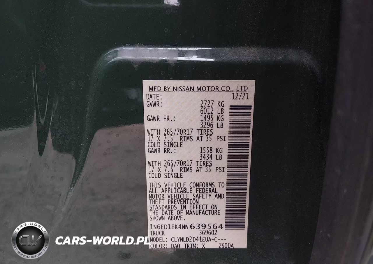 2022 Nissan Frontier Pro-4X 4X4 VIN:1N6ED1EK4NN639564 - 9