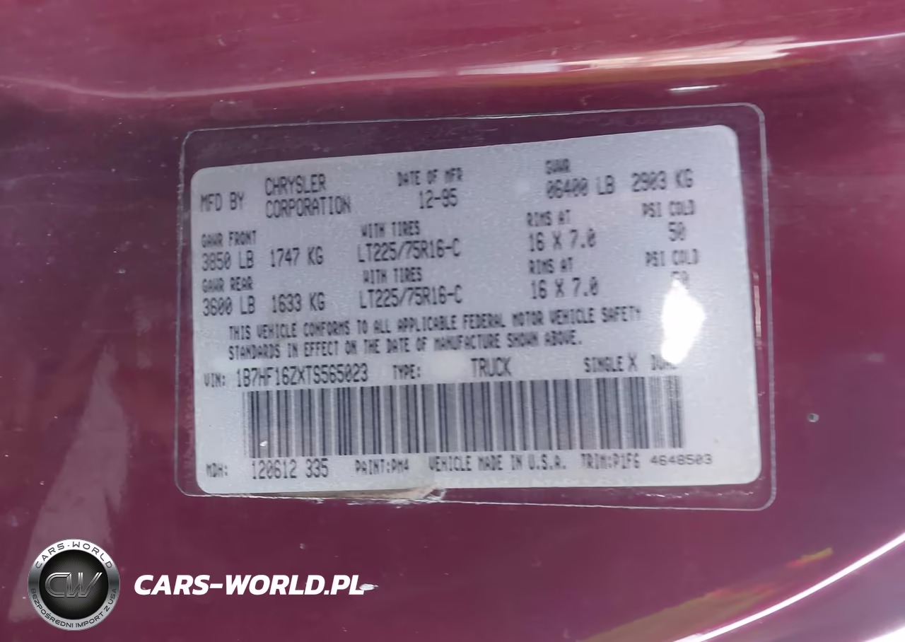 1996 Dodge Ram 1500 VIN:1B7HF16ZXTS565023 - 9