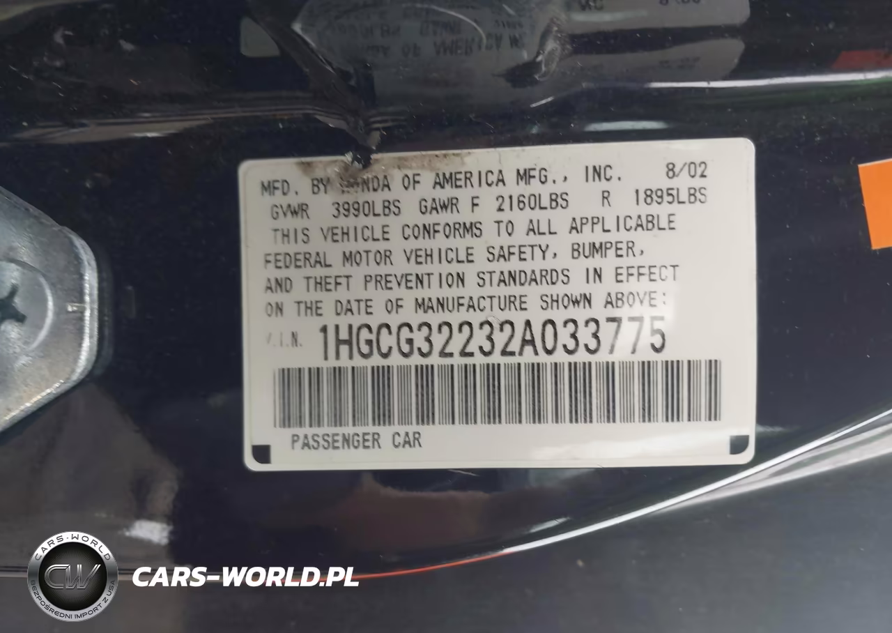 2002 Honda Accord 2.3 Se VIN:1HGCG32232A033775 - 9