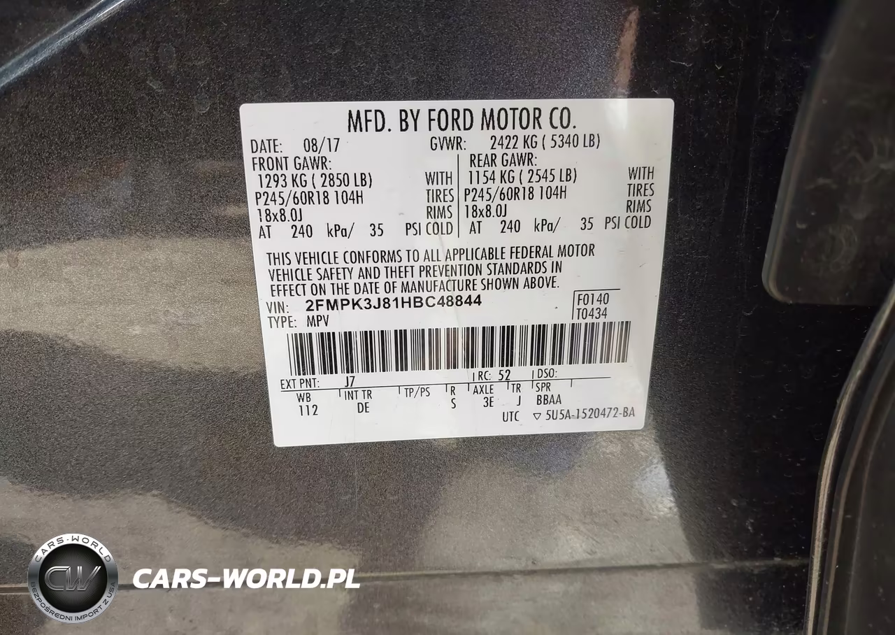 2017 Ford Edge Sel VIN:2FMPK3J81HBC48844 - 9