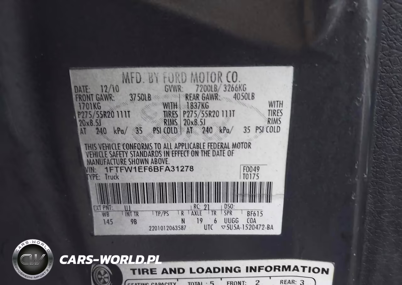 2011 Ford F-150 Platinum VIN:1FTFW1EF6BFA31278 - 9