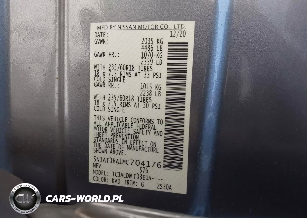 2021 Nissan Rogue Sv Fwd VIN:5N1AT3BA1MC704176 - 9