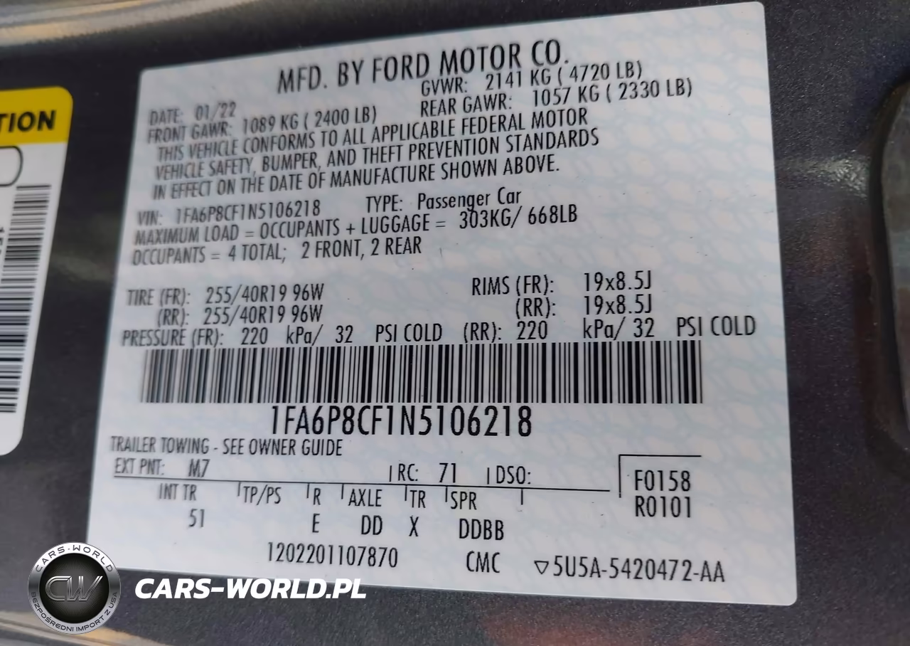 2022 Ford Mustang Gt Premium Fastback VIN:1FA6P8CF1N5106218 - 9