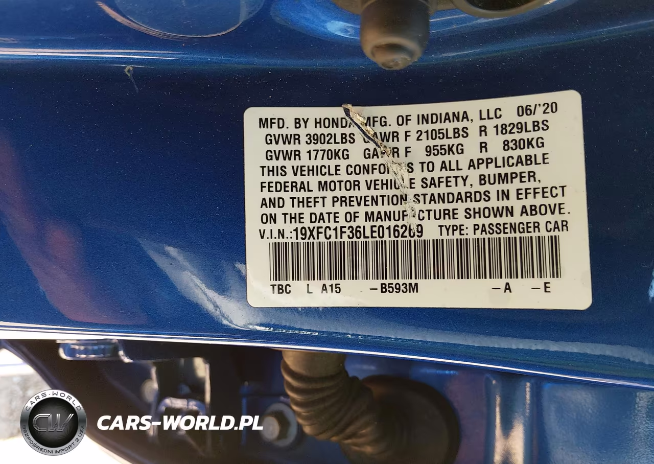 2020 Honda Civic Ex VIN:19XFC1F36LE016269 - 9