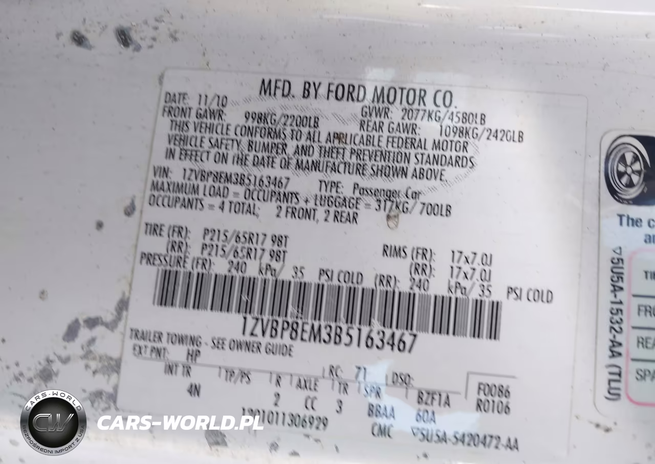 2011 Ford Mustang V6 Premium VIN:1ZVBP8EM3B5163467 - 9