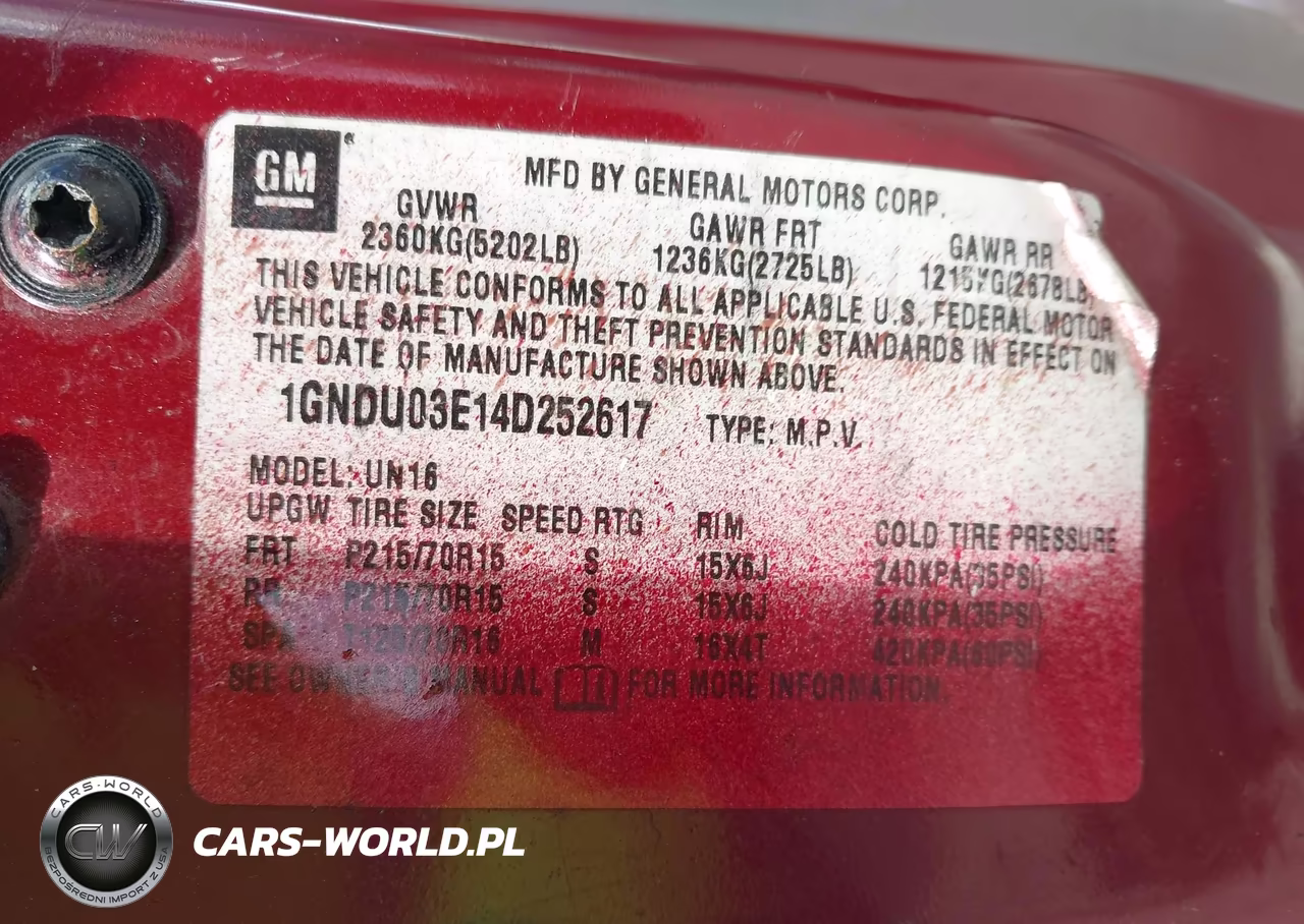 2004 Chevrolet Venture Plus VIN:1GNDU03E14D252617 - 9