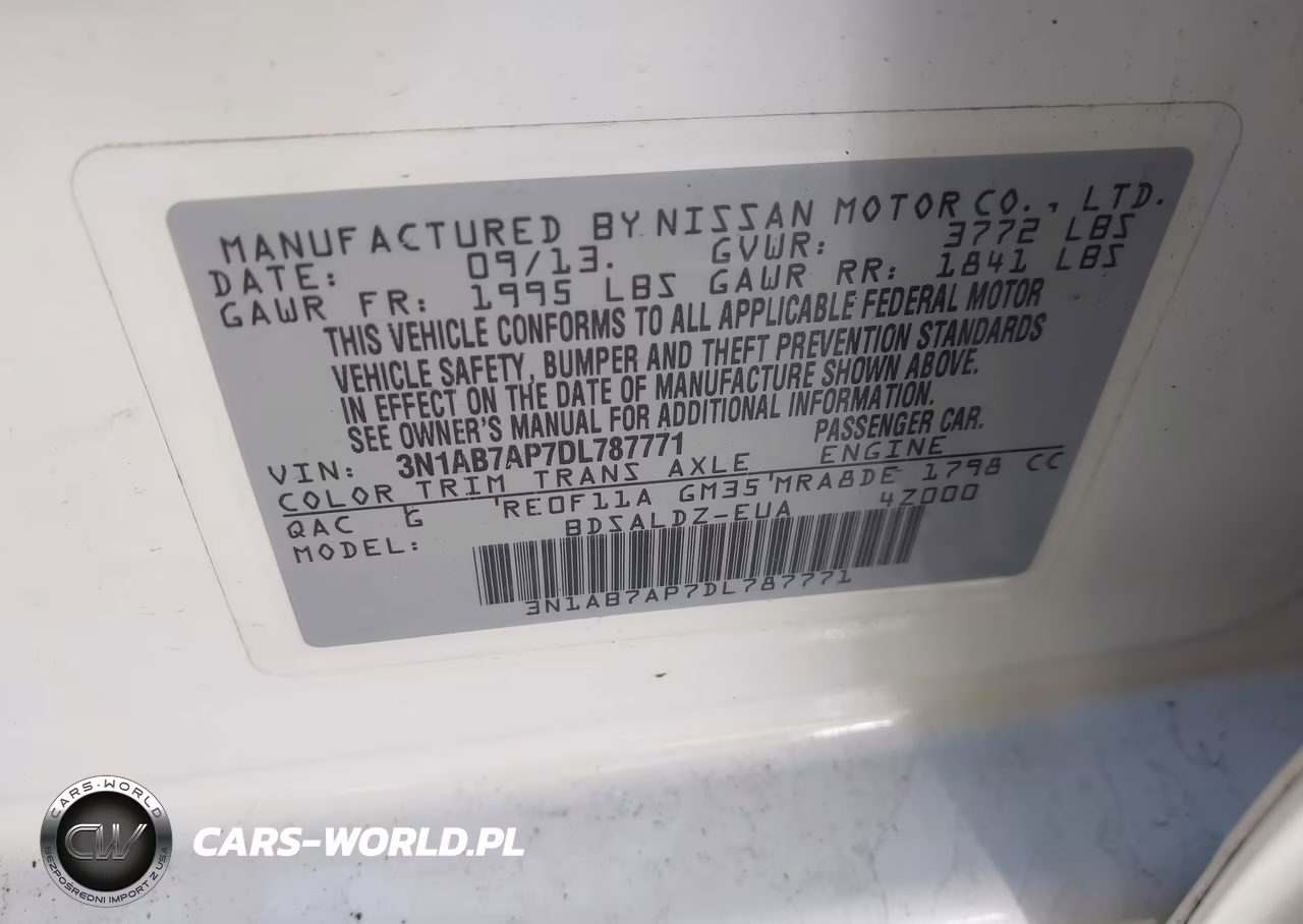 2013 Nissan Sentra Sv VIN:3N1AB7AP7DL787771 - 9