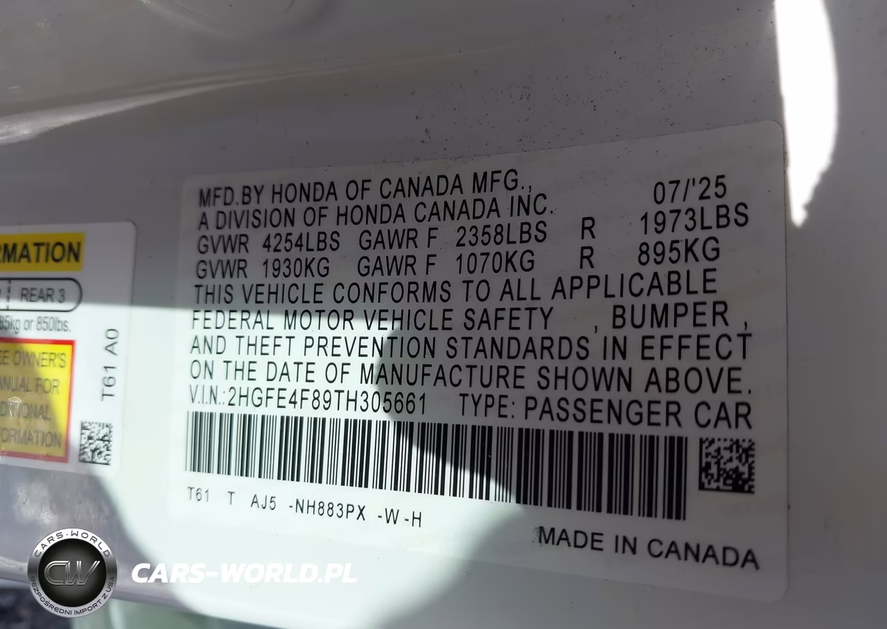 2026 Honda Civic Hybrid Sport-Sport Touring VIN:2HGFE4F89TH305661 - 9