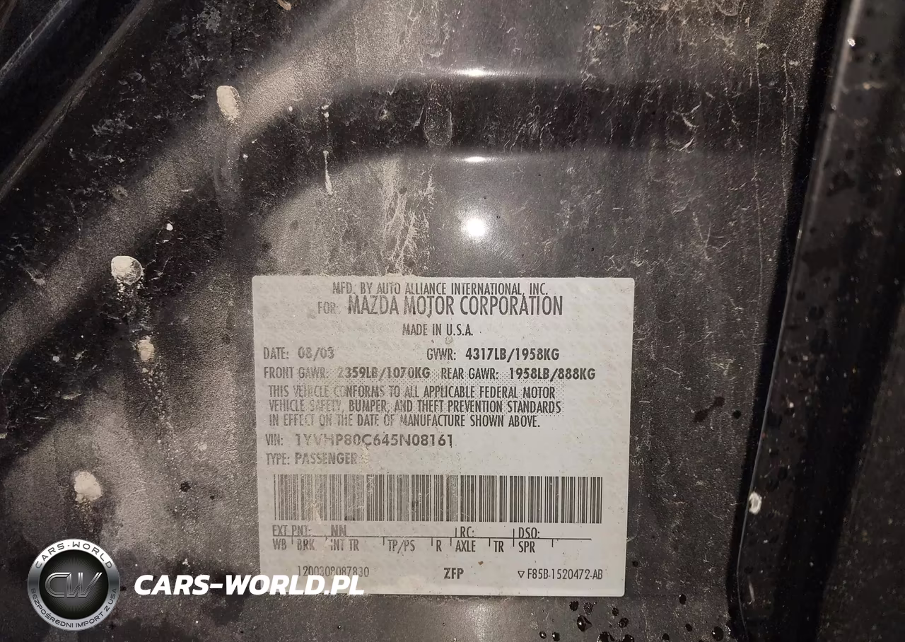 2004 Mazda Mazda6 I VIN:1YVHP80C645N08161 - 9