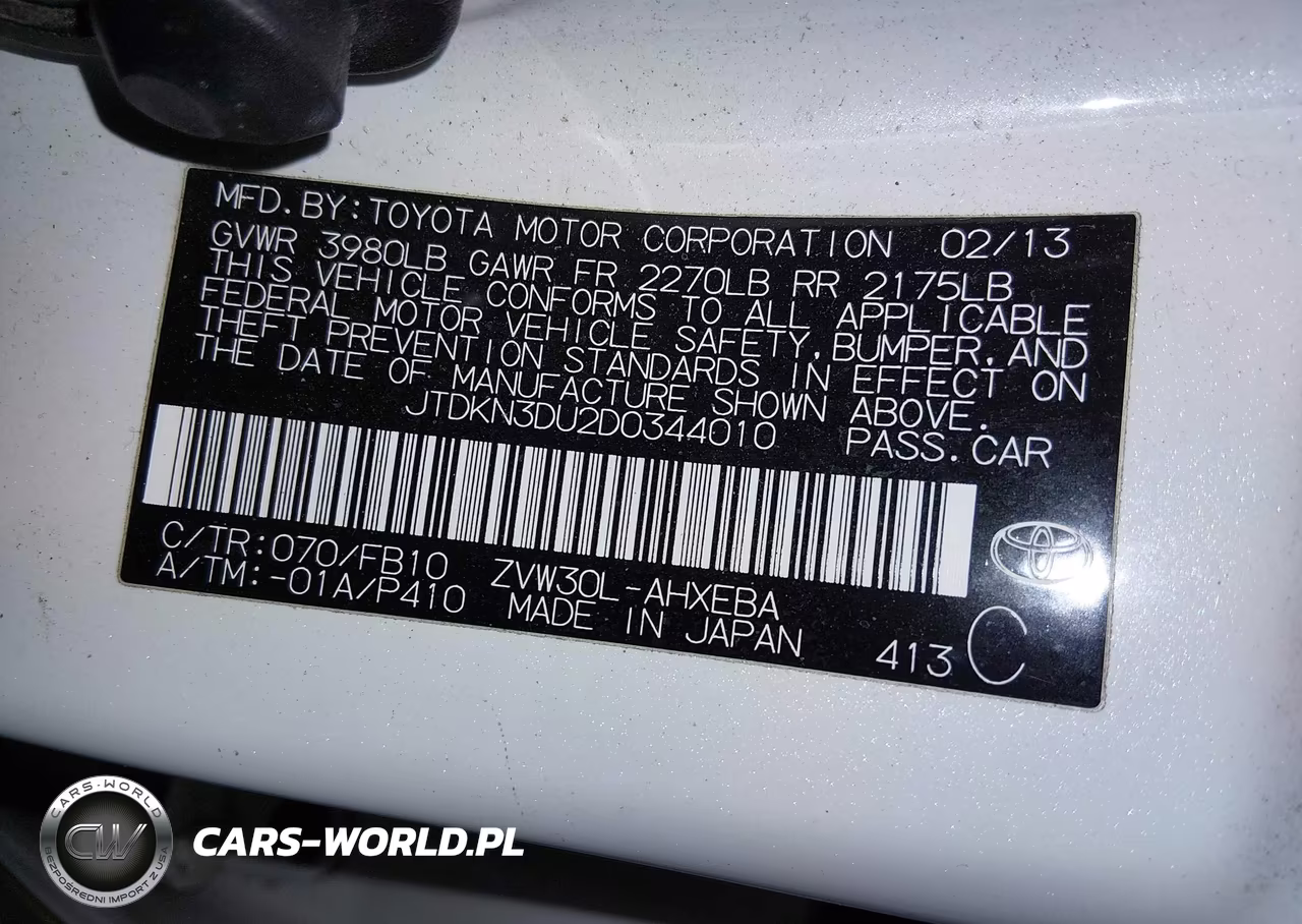 2013 Toyota Prius Two VIN:JTDKN3DU2D0344010 - 9