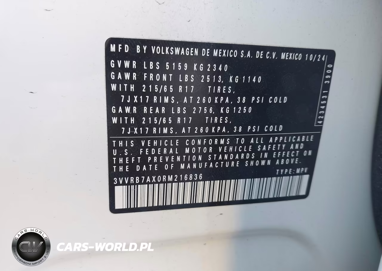 2024 Volkswagen Tiguan 2.0T S VIN:3VVRB7AX0RM216836 - 9