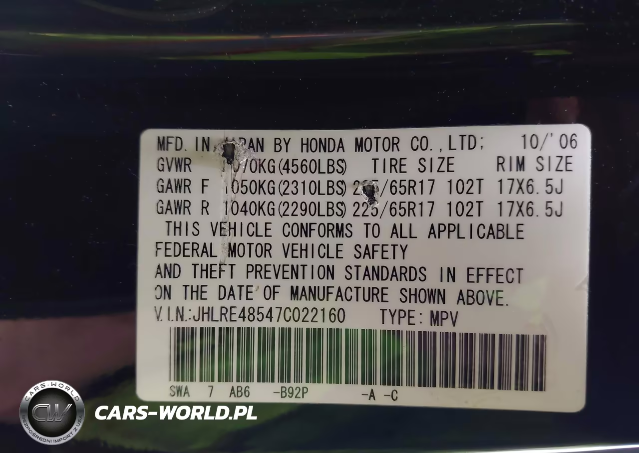 2007 Honda Cr-V Ex VIN:JHLRE48547C022160 - 9