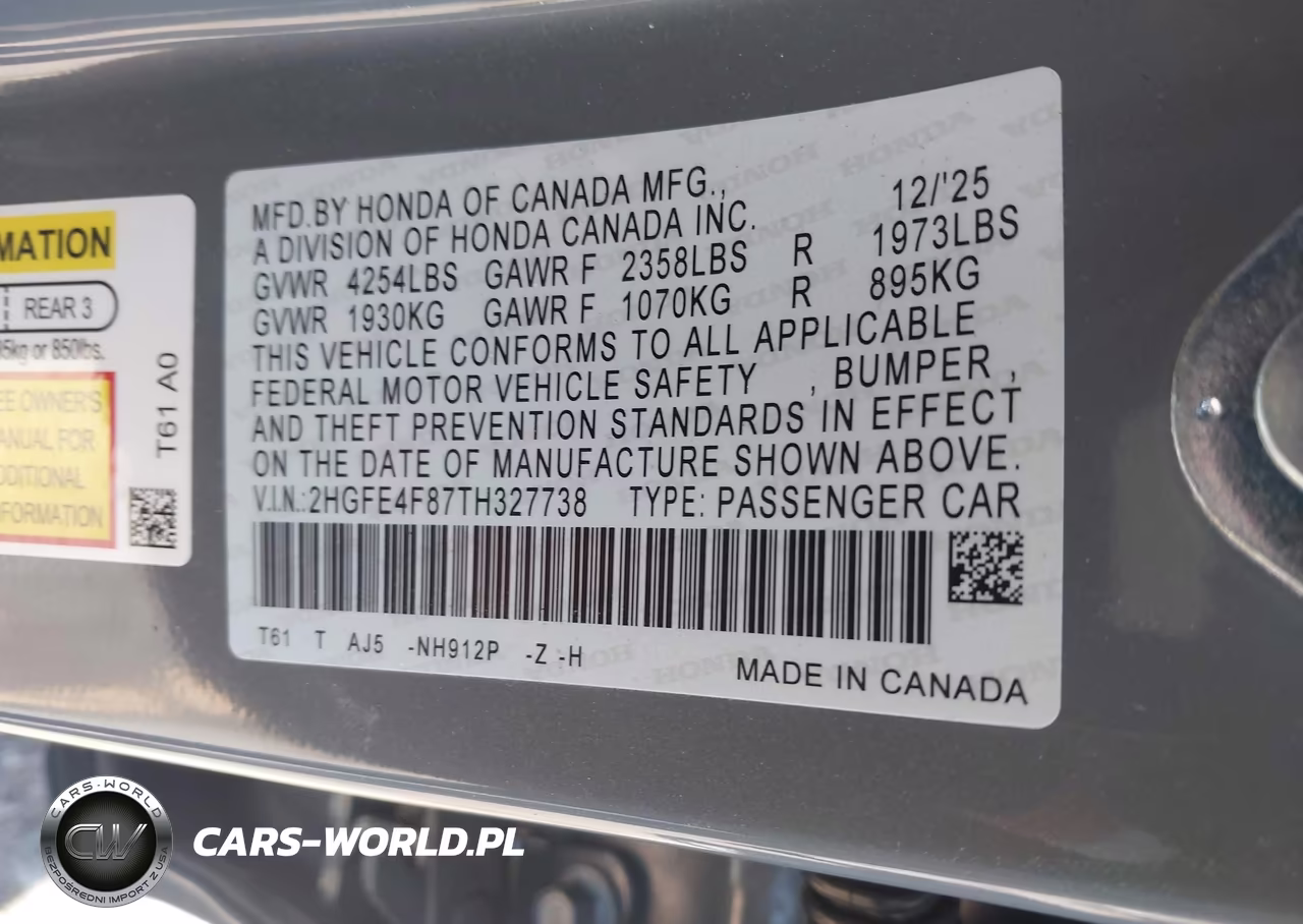 2026 Honda Civic Hybrid Sport-Sport Touring VIN:2HGFE4F87TH327738 - 9
