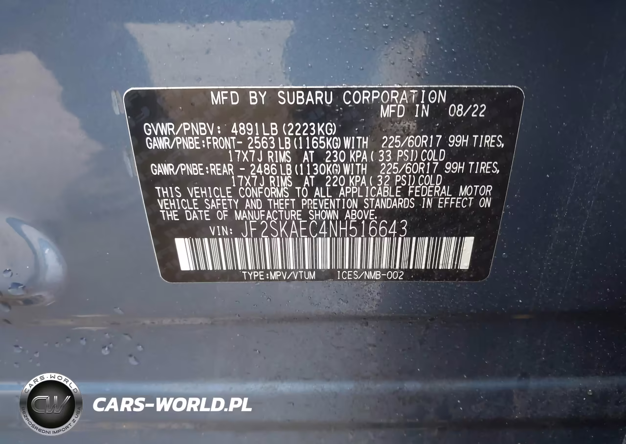 2022 Subaru Forester Premium VIN:JF2SKAEC4NH516643 - 9