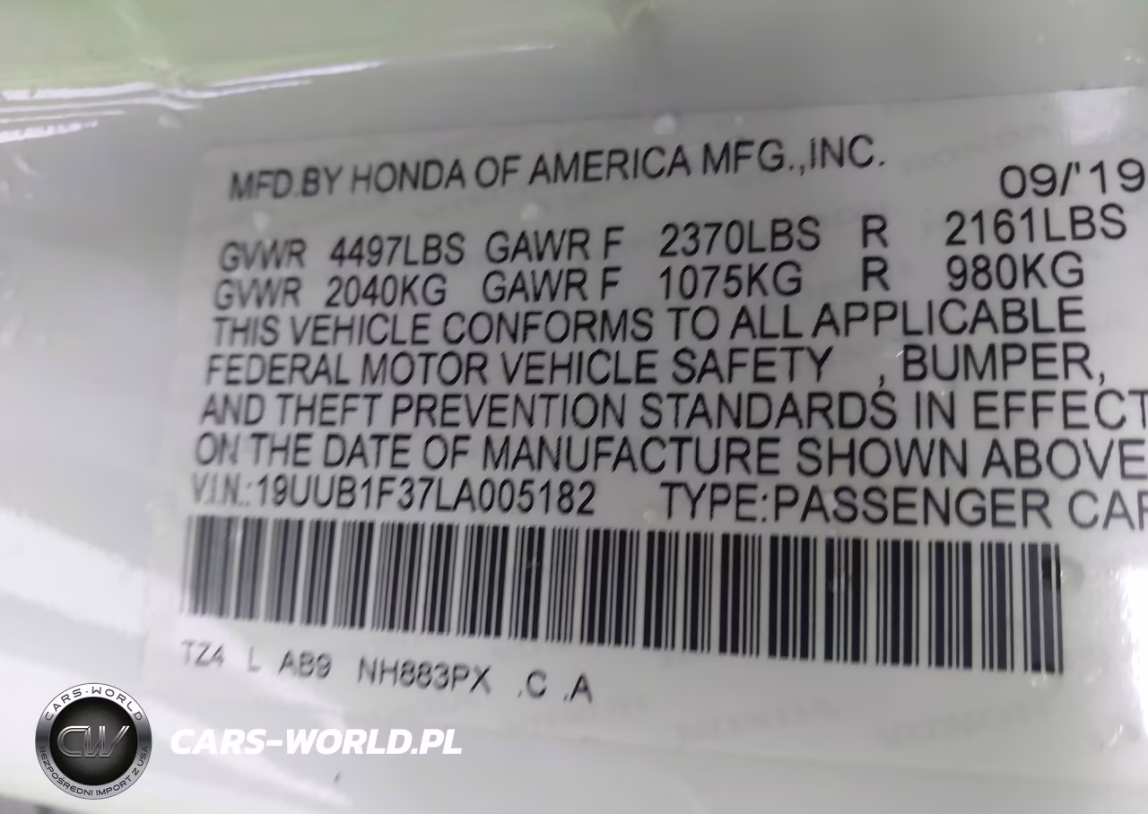 2020 Acura Tlx Standard VIN:19UUB1F37LA005182 - 9
