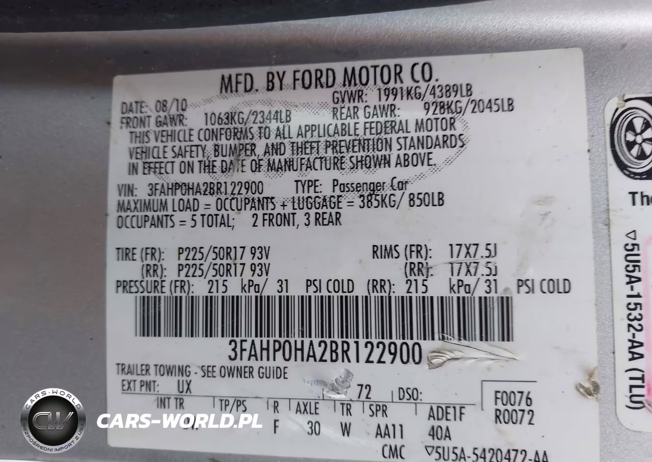 2011 Ford Fusion Se VIN:3FAHP0HA2BR122900 - 9