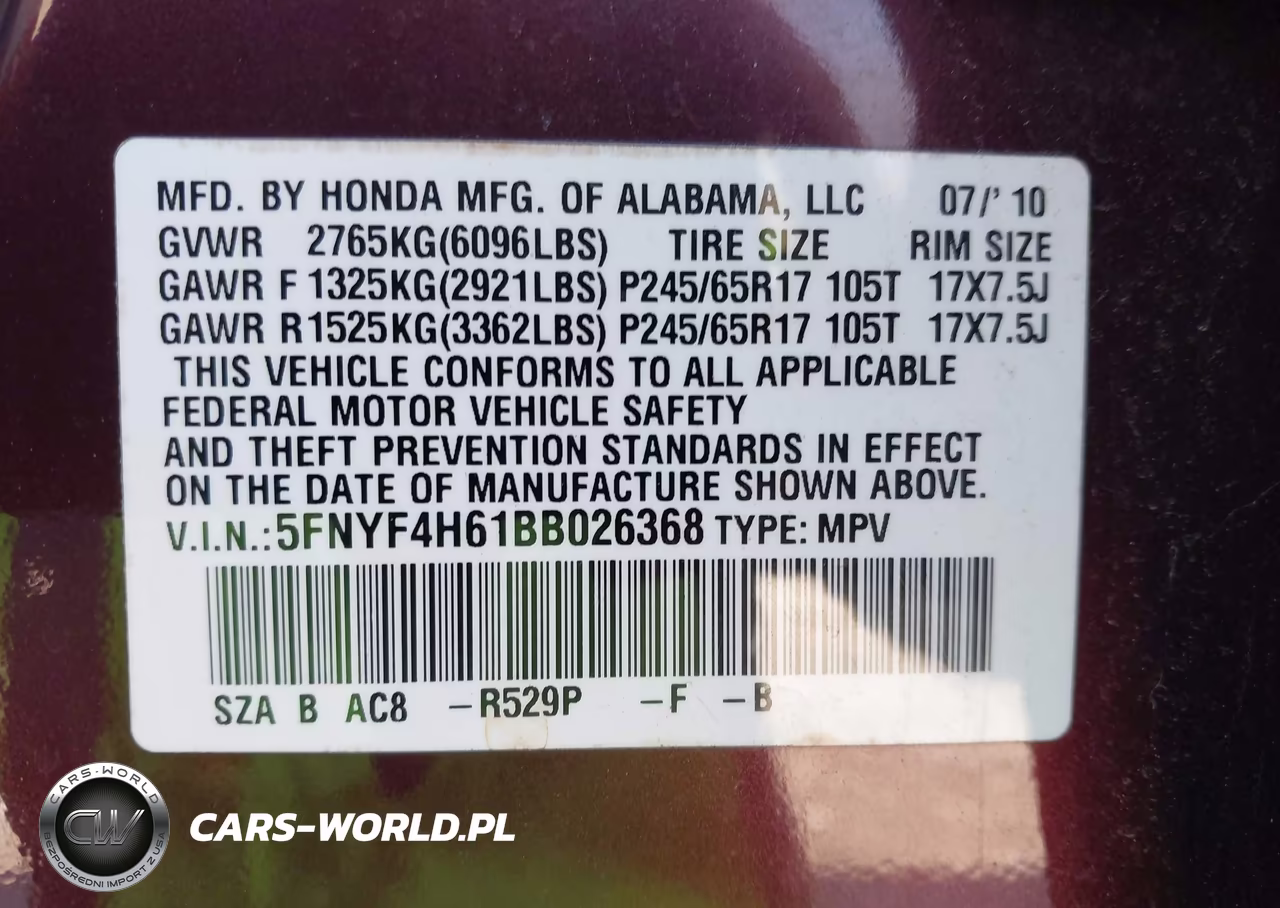 2011 Honda Pilot Ex-L VIN:5FNYF4H61BB026368 - 9