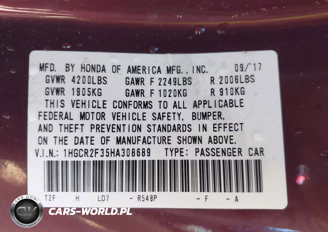 2017 Honda Accord Lx VIN:1HGCR2F35HA308689 - 9