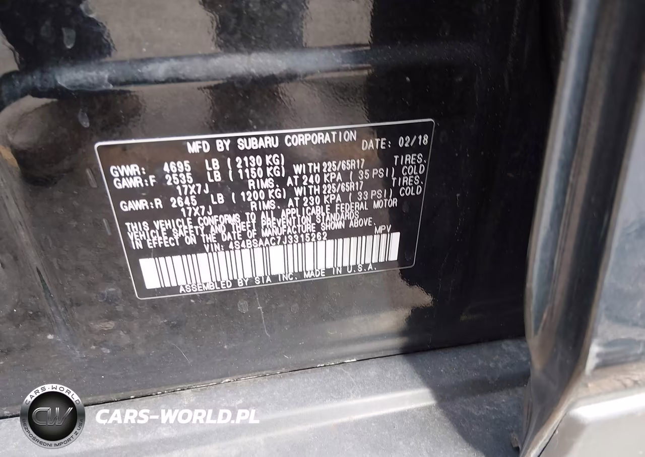 2018 Subaru Outback 2.5I VIN:4S4BSAAC7J3315262 - 9