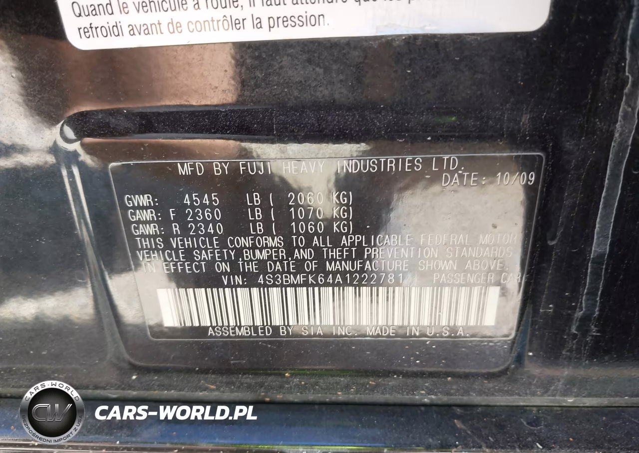 2010 Subaru Legacy 2.5Gt Limited VIN:4S3BMFK64A1222781 - 9