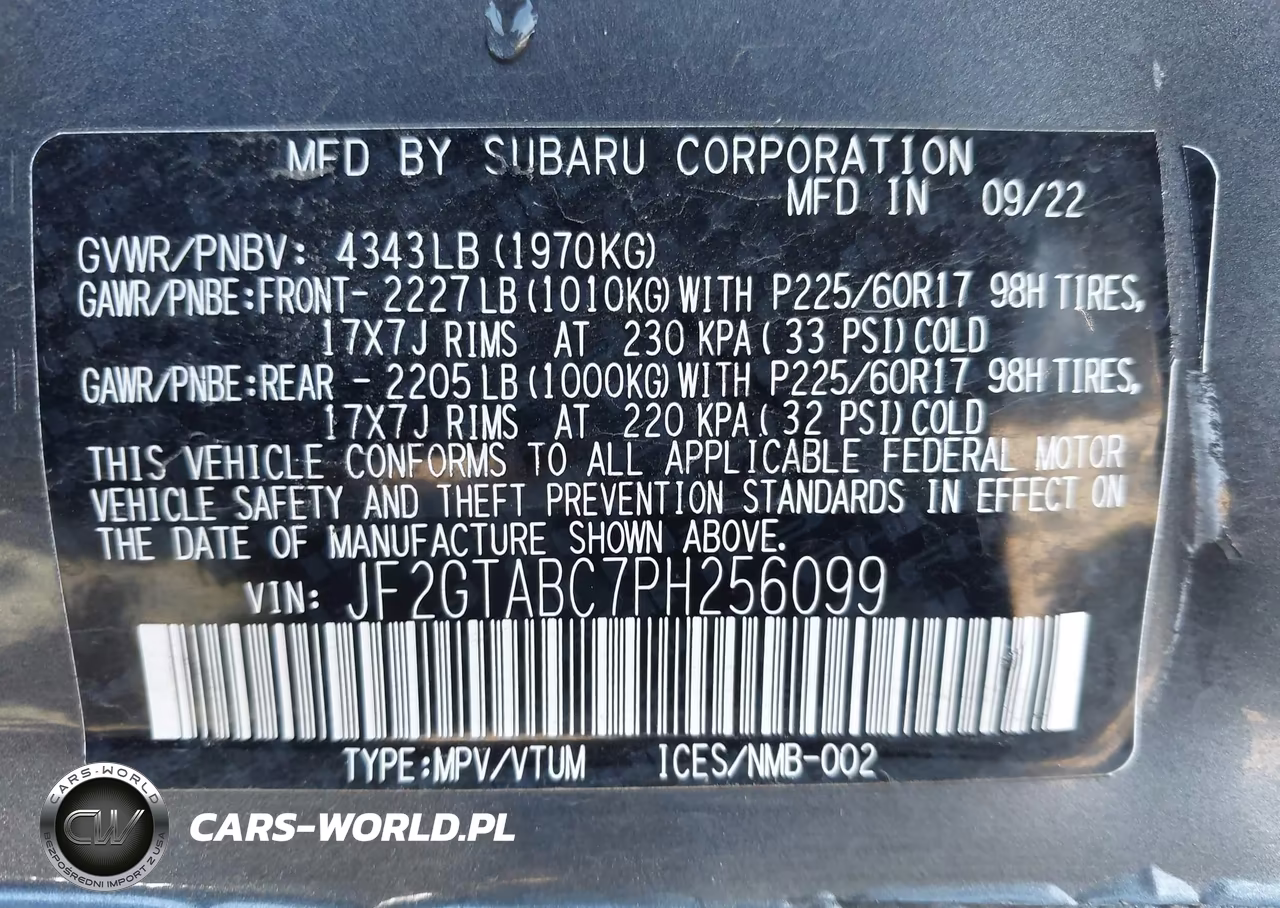 2023 Subaru Crosstrek VIN:JF2GTABC7PH256099 - 9