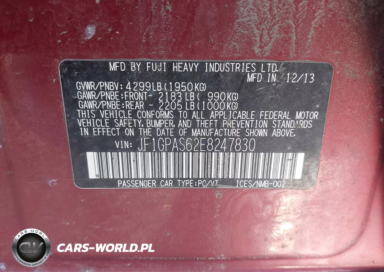 2014 Subaru Impreza 2.0I Sport Limited VIN:JF1GPAS62E8247830 - 9