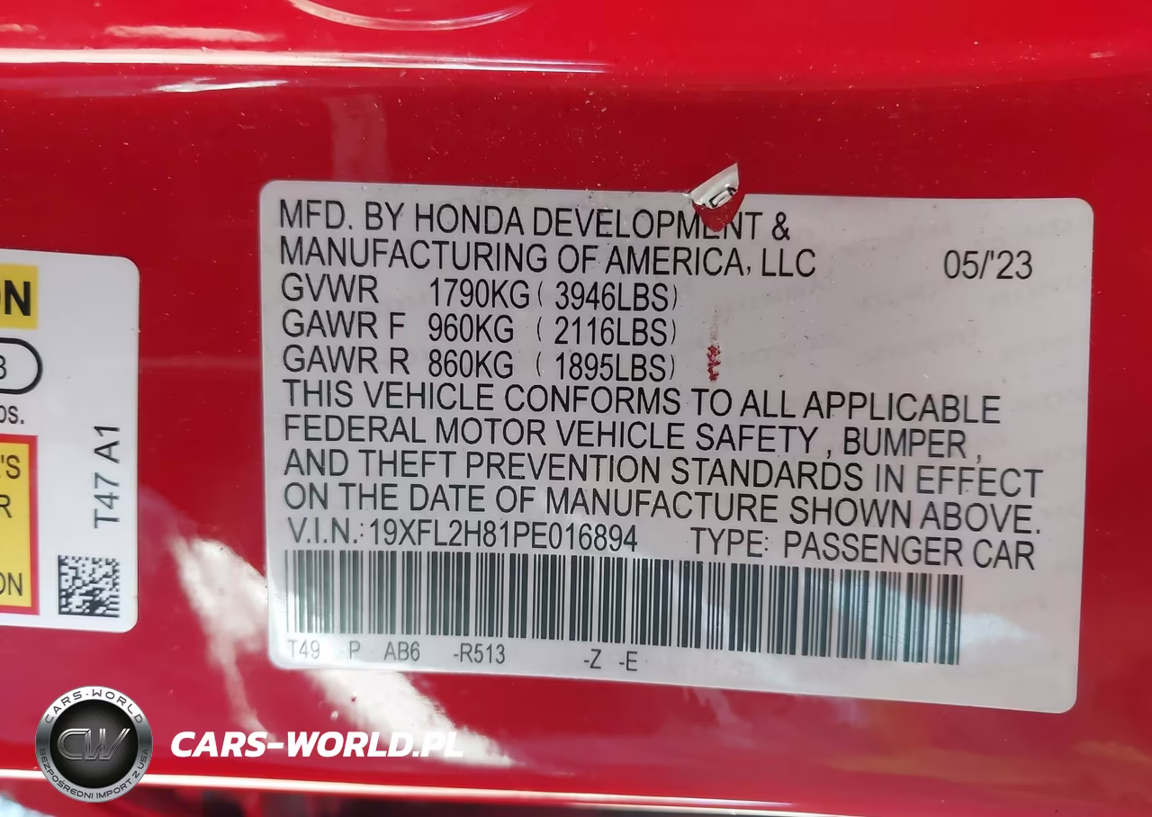 2023 Honda Civic Sport VIN:19XFL2H81PE016894 - 9