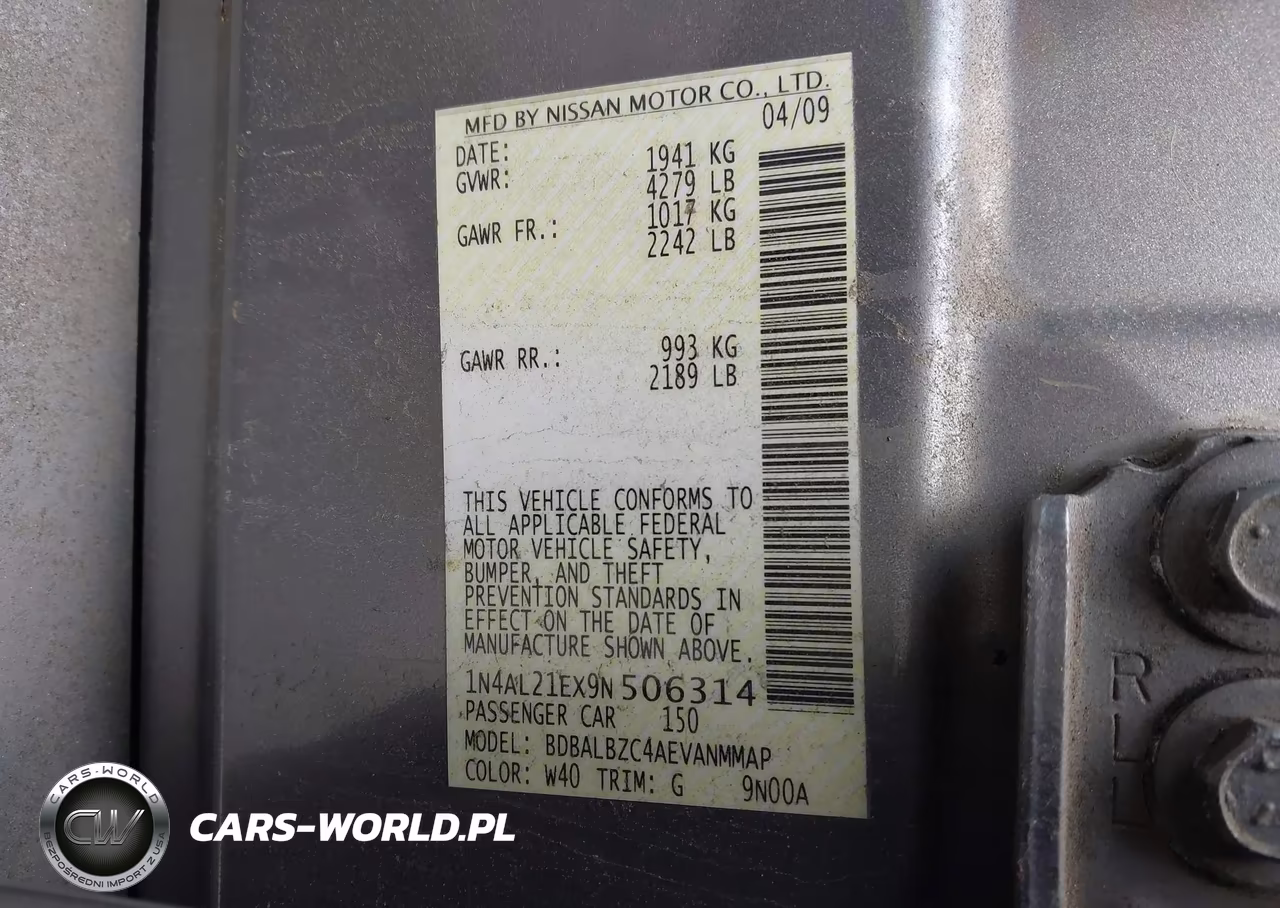 2009 Nissan Altima 2.5 S VIN:1N4AL21EX9N506314 - 9