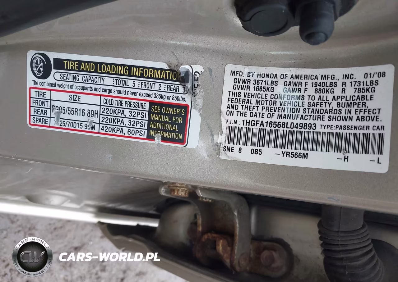 2008 Honda Civic Lx VIN:1HGFA16568L049893 - 9