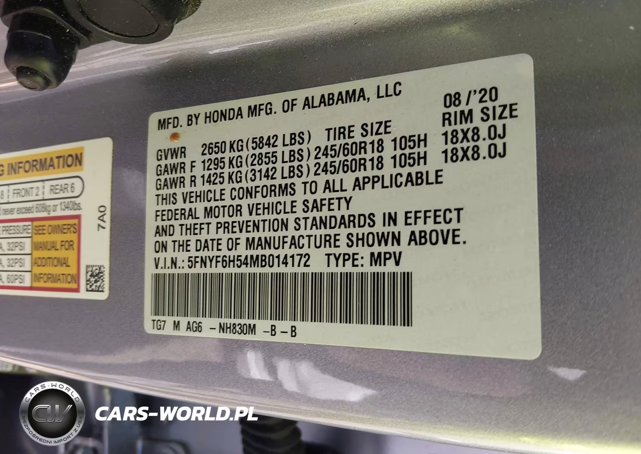 2021 Honda Pilot Awd Ex-L VIN:5FNYF6H54MB014172 - 9