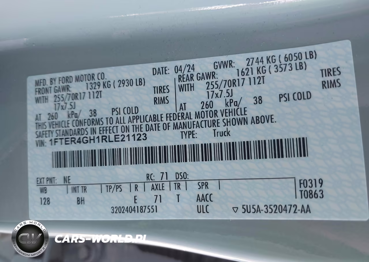 2024 Ford Ranger Xlt VIN:1FTER4GH1RLE21123 - 9
